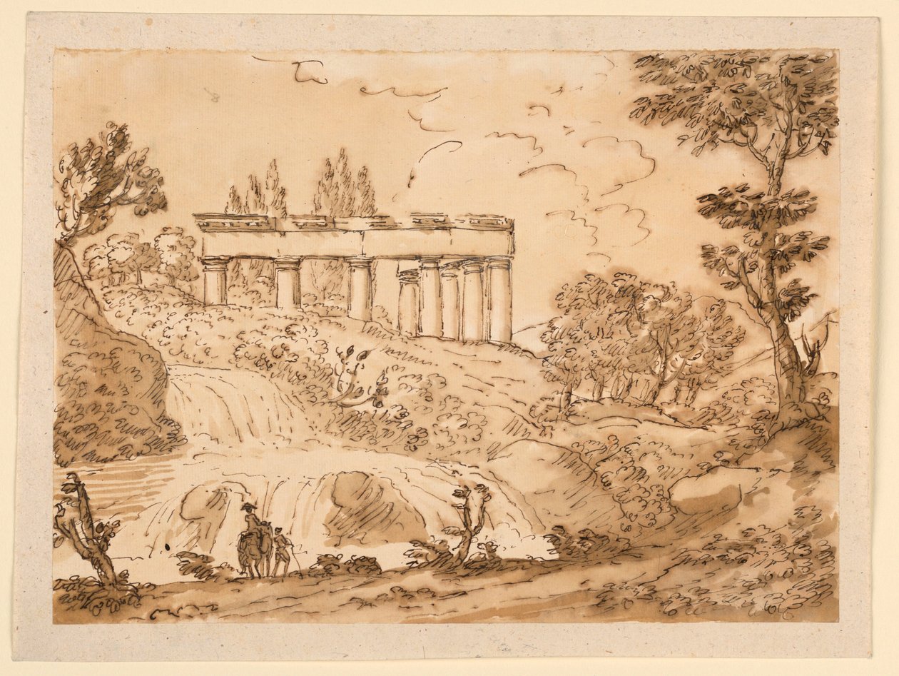Kresba, Krajina s ruinami chrámu, 1770-1786 od Carlo Marchionni