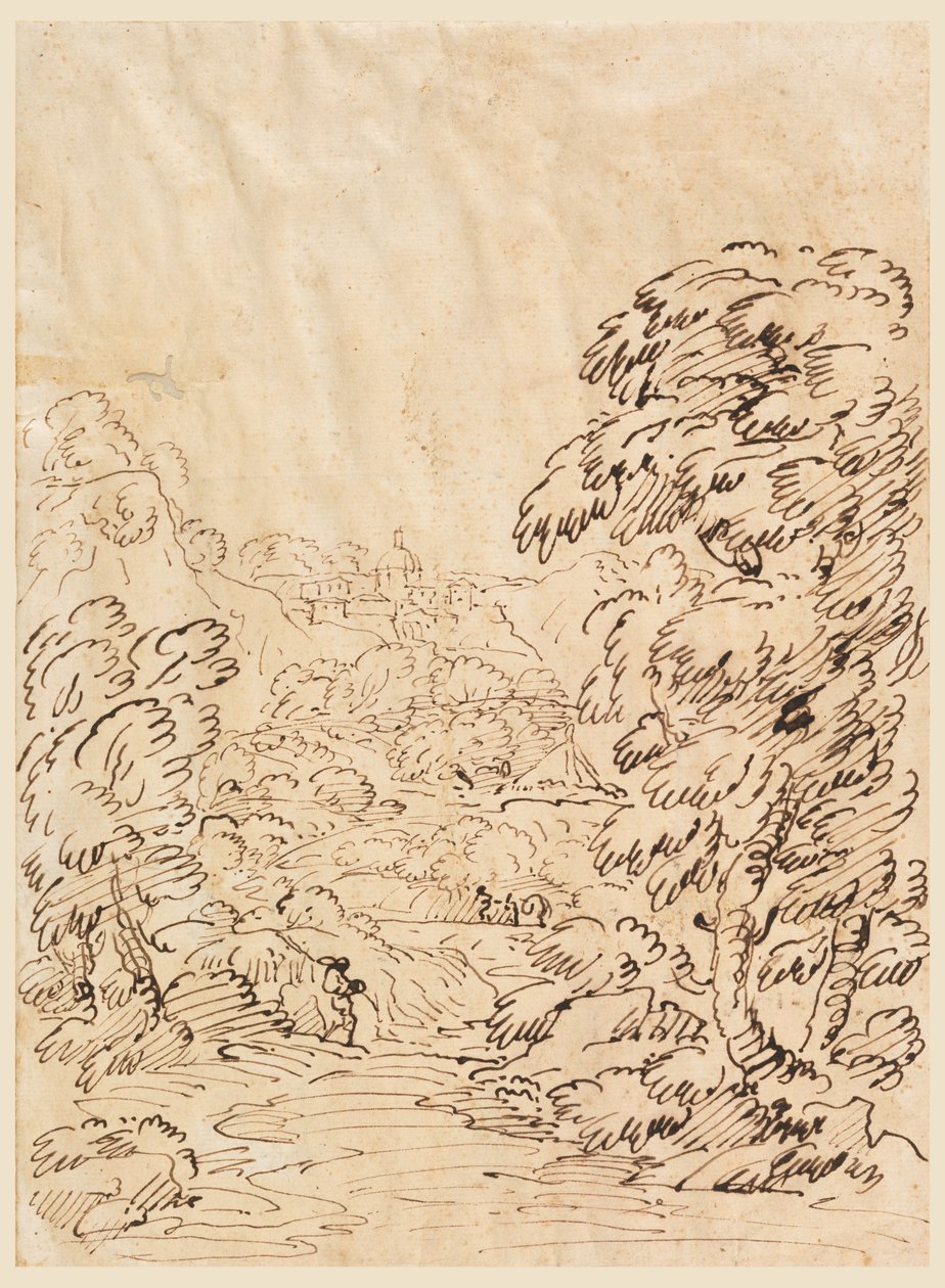 Kresba, Cesta vedoucí do horského města, 1750-86 od Carlo Marchionni