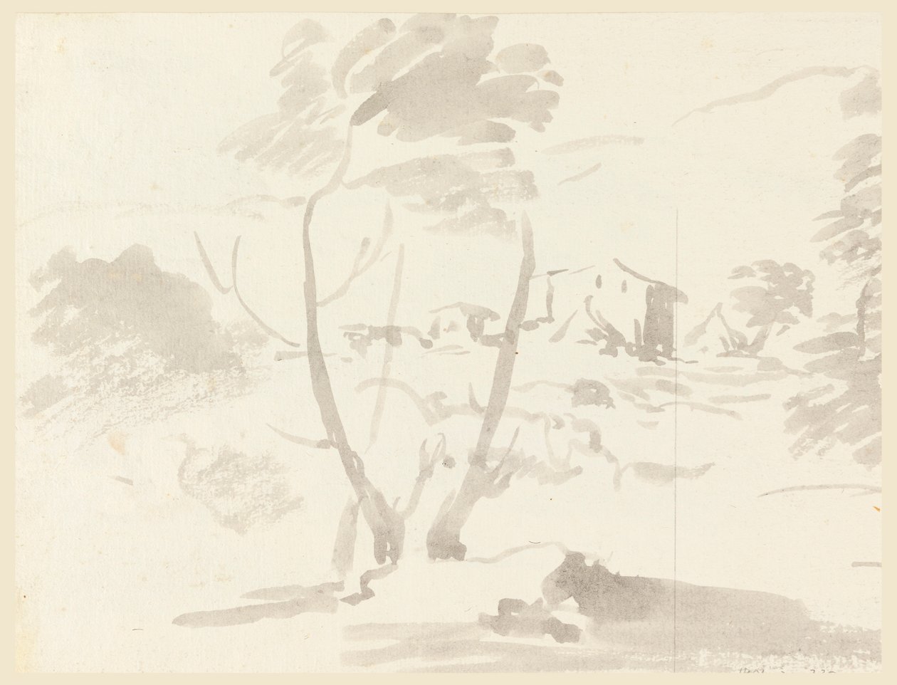 Kresba, náčrt stromů v krajině, 1760-1780 od Carlo Marchionni