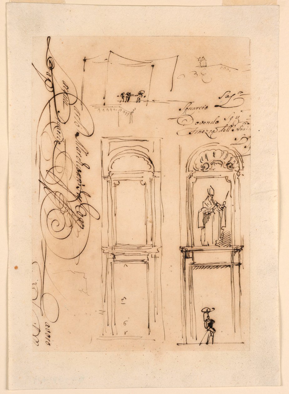 Kresba, náčrtky a písmo, 1765 od Carlo Marchionni