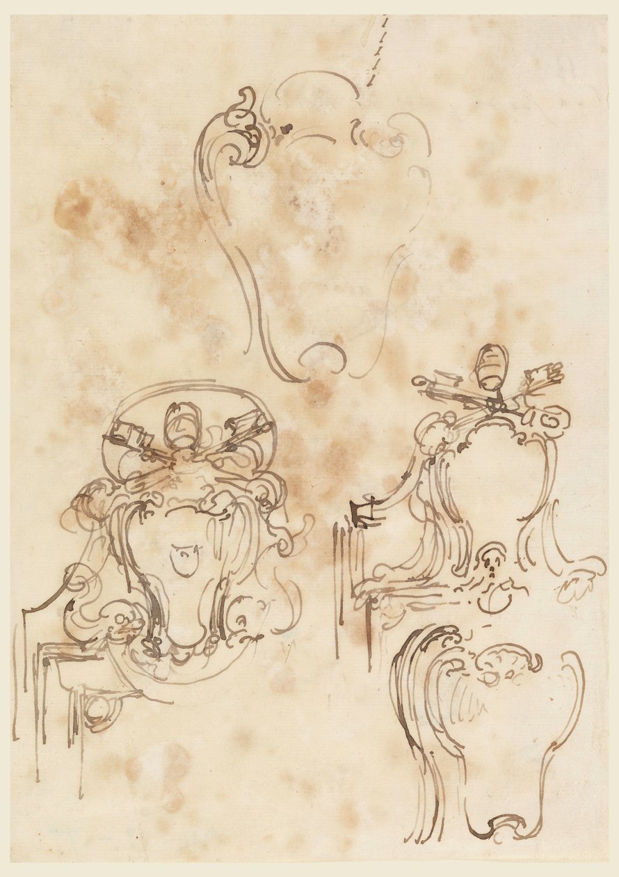 Kresba, náčrty rámů a rozet, 1758-69 od Carlo Marchionni
