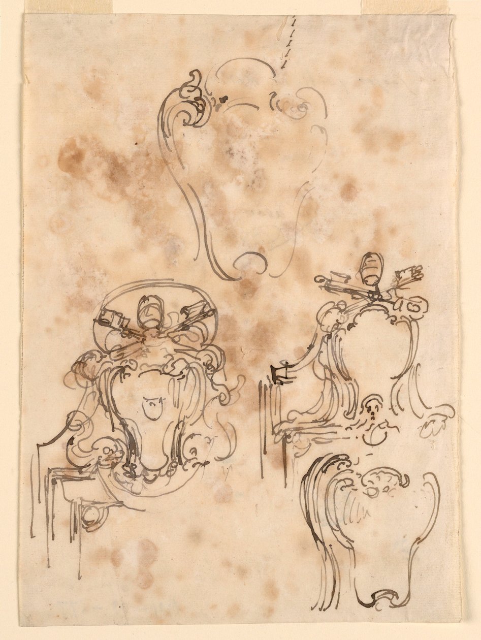 Kresba, náčrty rámů a rozet, 1758-69 od Carlo Marchionni