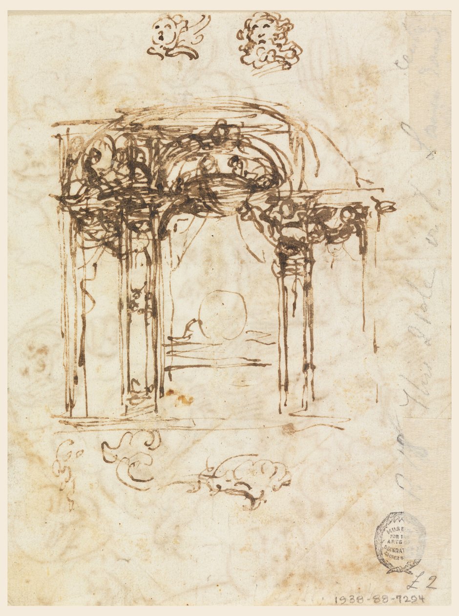 Kresba, studie hlav, 1760-80 od Carlo Marchionni