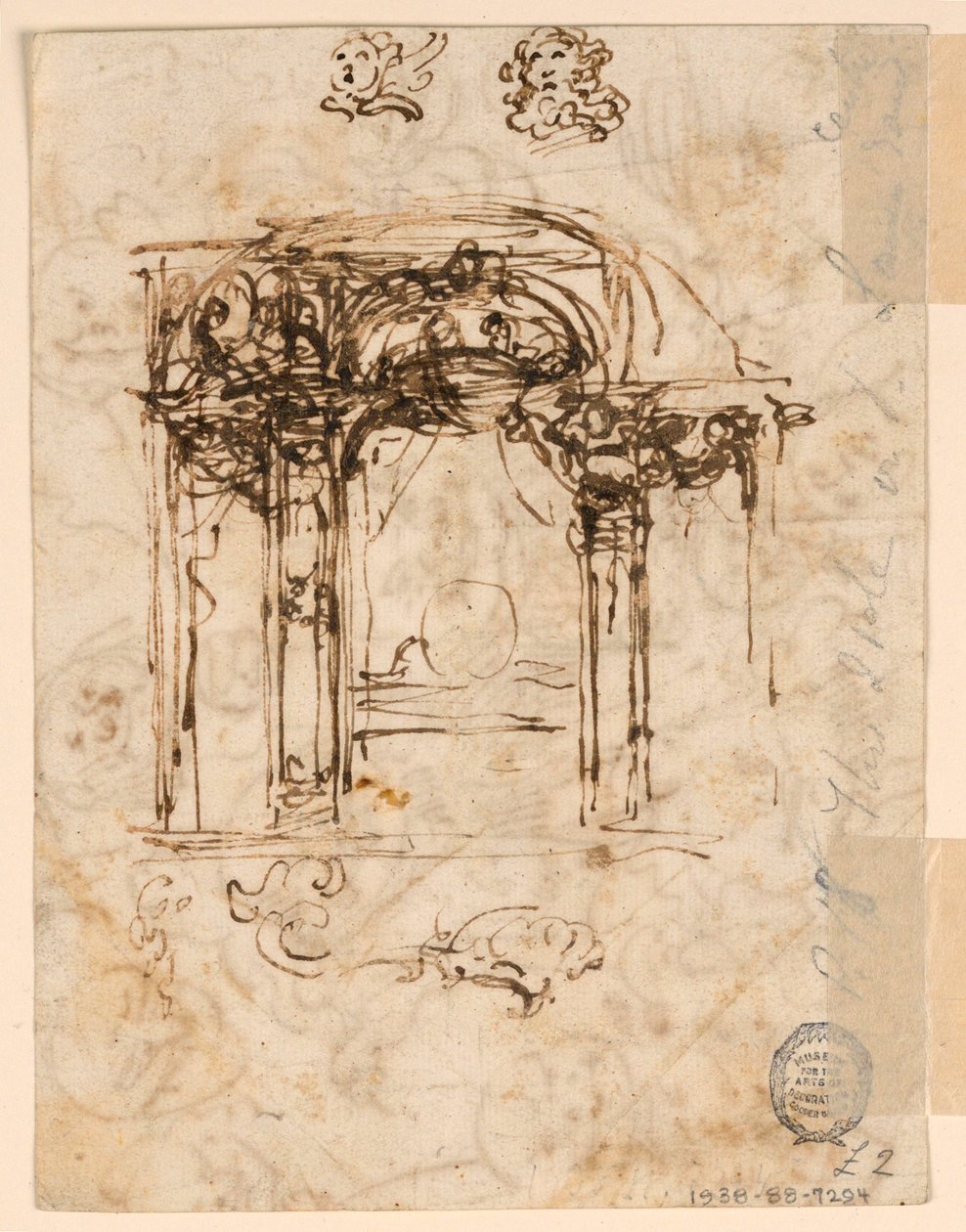 Kresba, studie hlav, 1760-80 od Carlo Marchionni