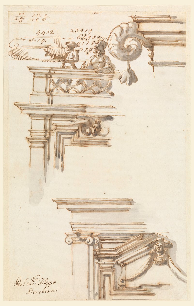 Kresba, Dvě dveřní skříně, 1750-75 od Carlo Marchionni