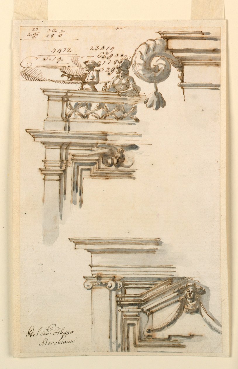 Kresba, Dvě dveřní skříně, 1750-75 od Carlo Marchionni