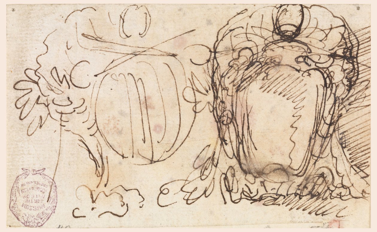 Kresba, Dvě rozety pro erb papeže Benedikta XIV., 1740-58 od Carlo Marchionni