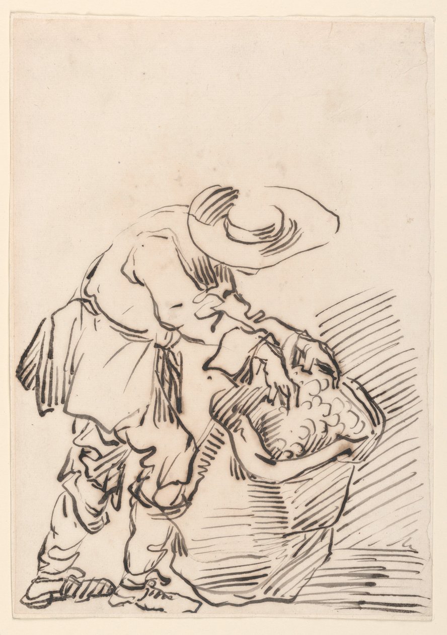 Kresba, Pracující rolník, 1728-78 od Carlo Marchionni