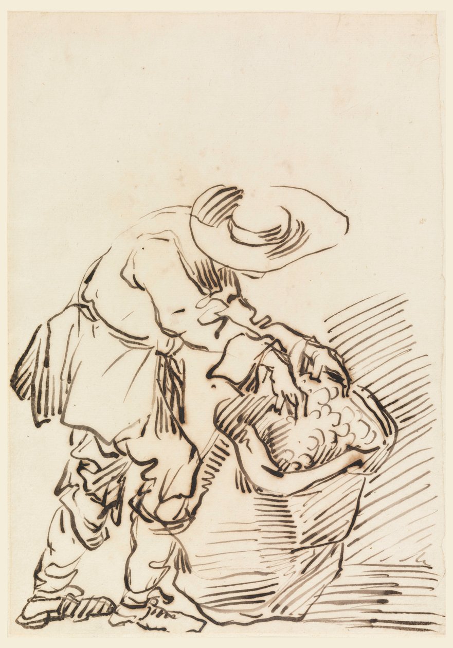 Kresba, Pracující rolník, 1728-78 od Carlo Marchionni