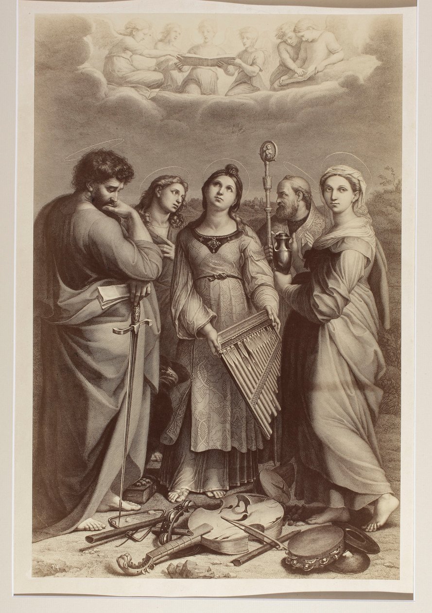 „Extáze sv. Cecílie“, mědiryt neznámého autora podle obrazu Rafaela (1483–1520) od Carlo Naya