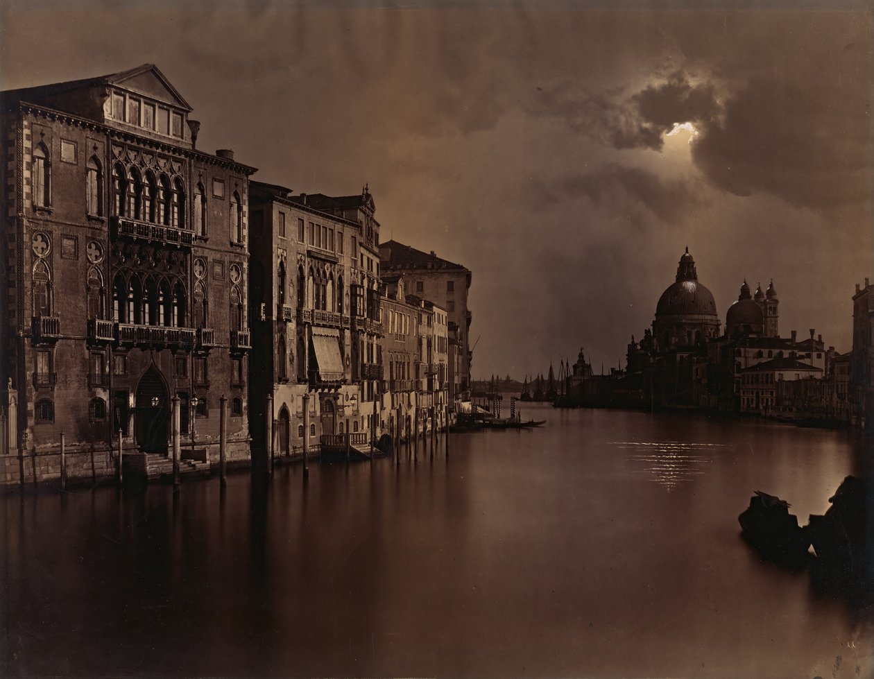 [Noční pohled na Canal Grande, Benátky], ca. 1875. od Carlo Naya