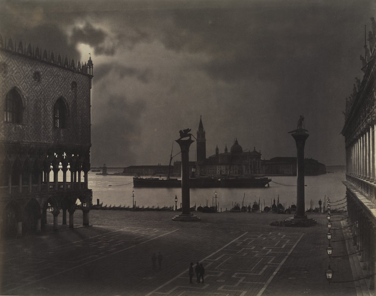 Benátky: Pohled svatého Marka směrem k San Giorgio Maggiore, v měsíčním světle od Carlo Naya