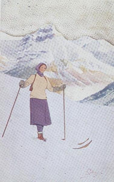 Lyžař na svazích Engelberg, Švýcarsko (barva lito) od Carlo Pellegrini