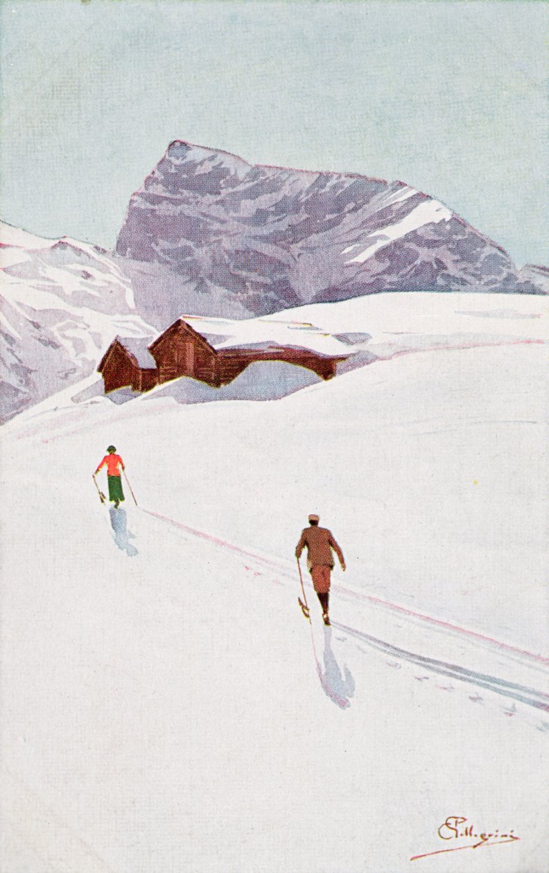 Procházky v horách poblíž Engelberg, Švýcarsko (barevné lito) od Carlo Pellegrini