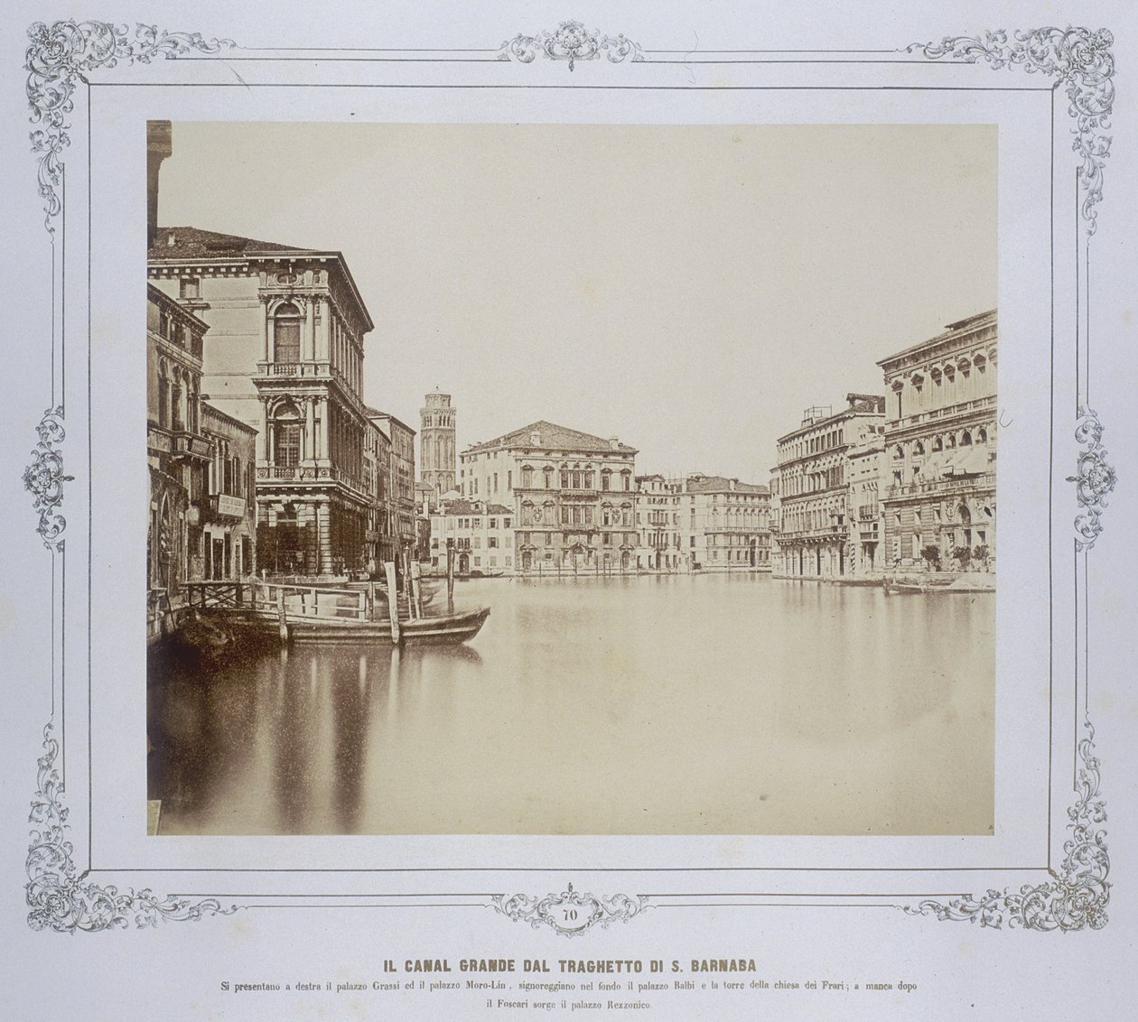 Benátky, Canal Grande z trajektu San Barnabas, c.1855 od Carlo Ponti