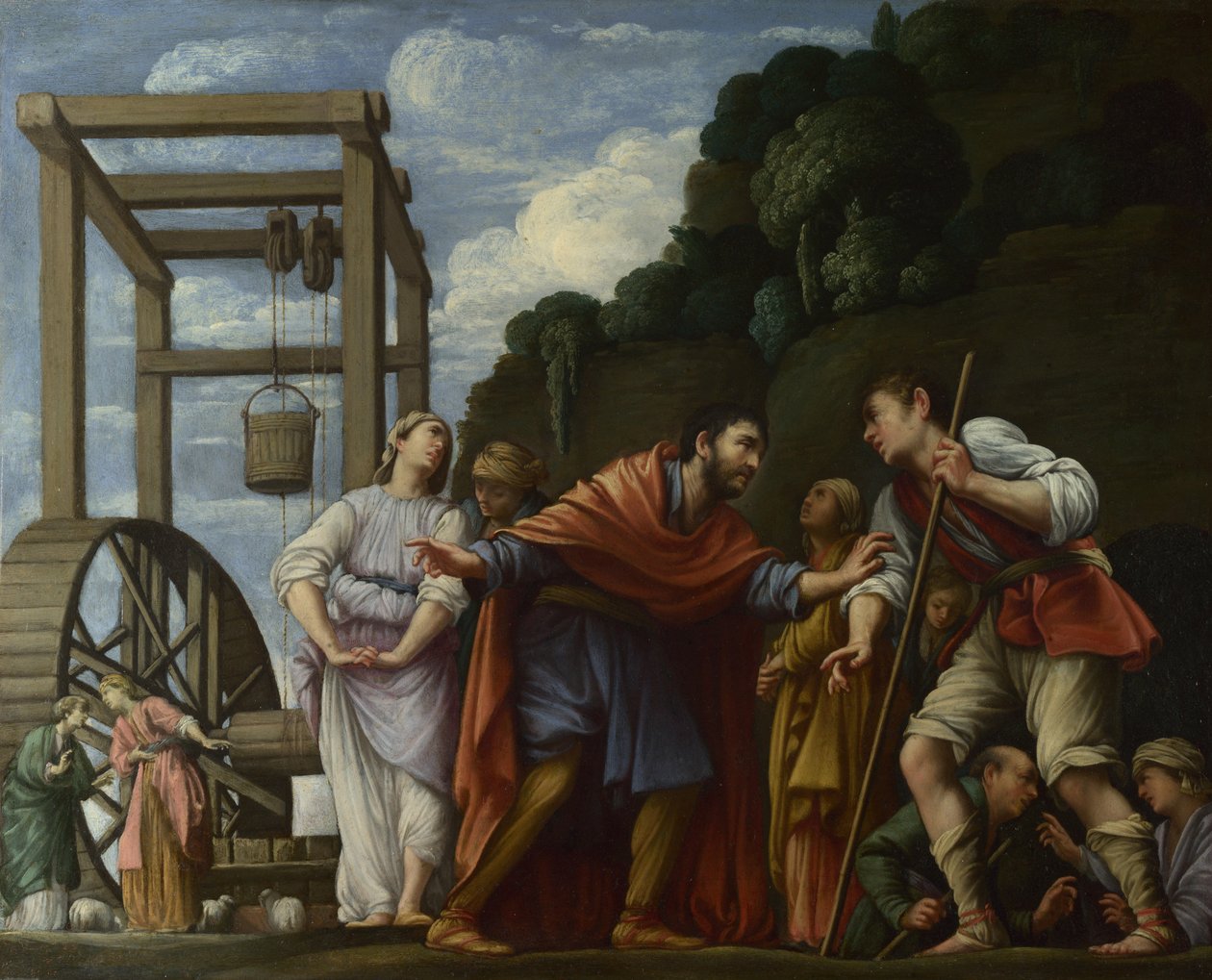 Mojžíš bránící dcery Jethro, 1610 od Carlo Saraceni