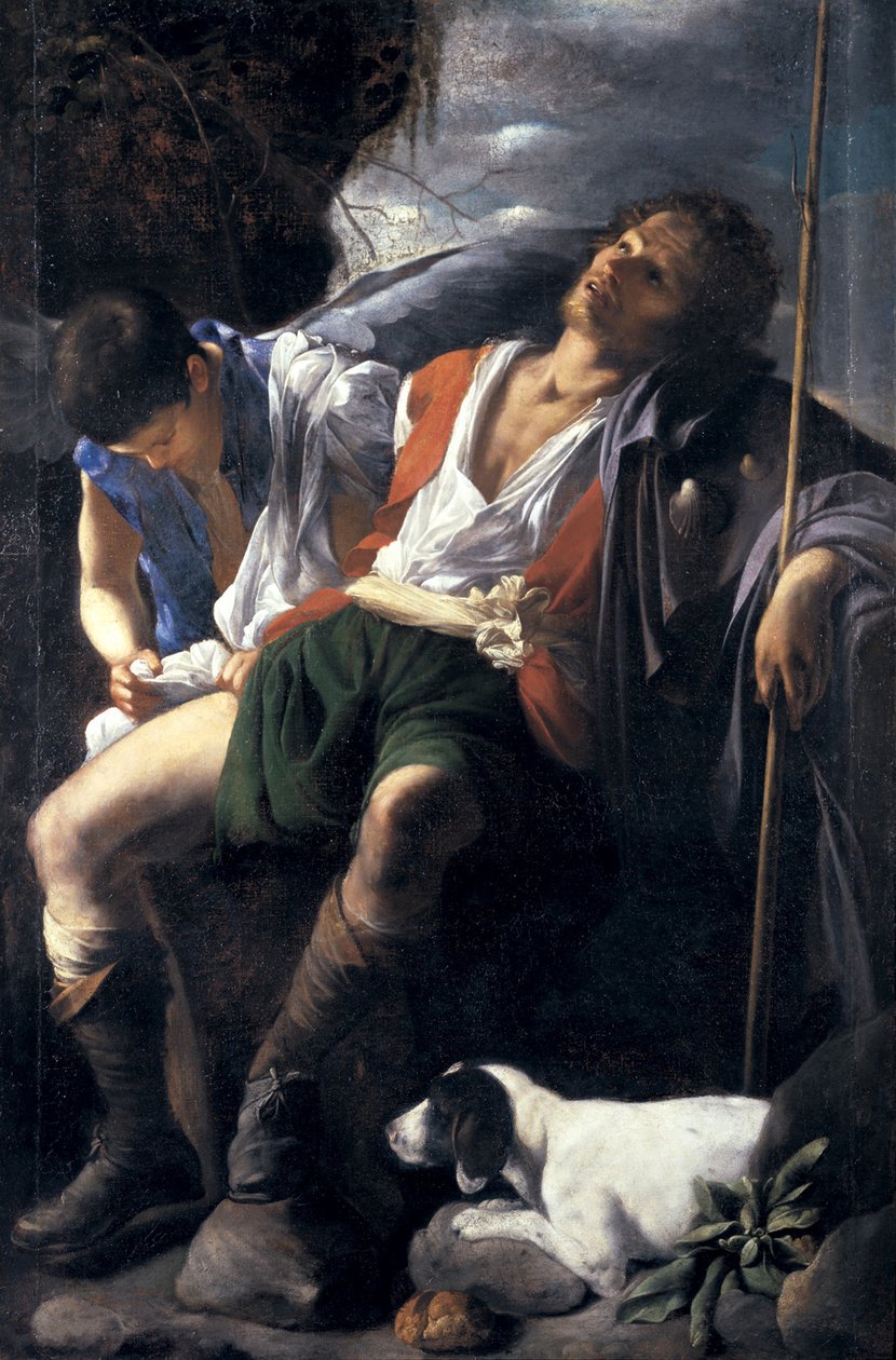Svatý Roch utěšený andělem od Carlo Saraceni