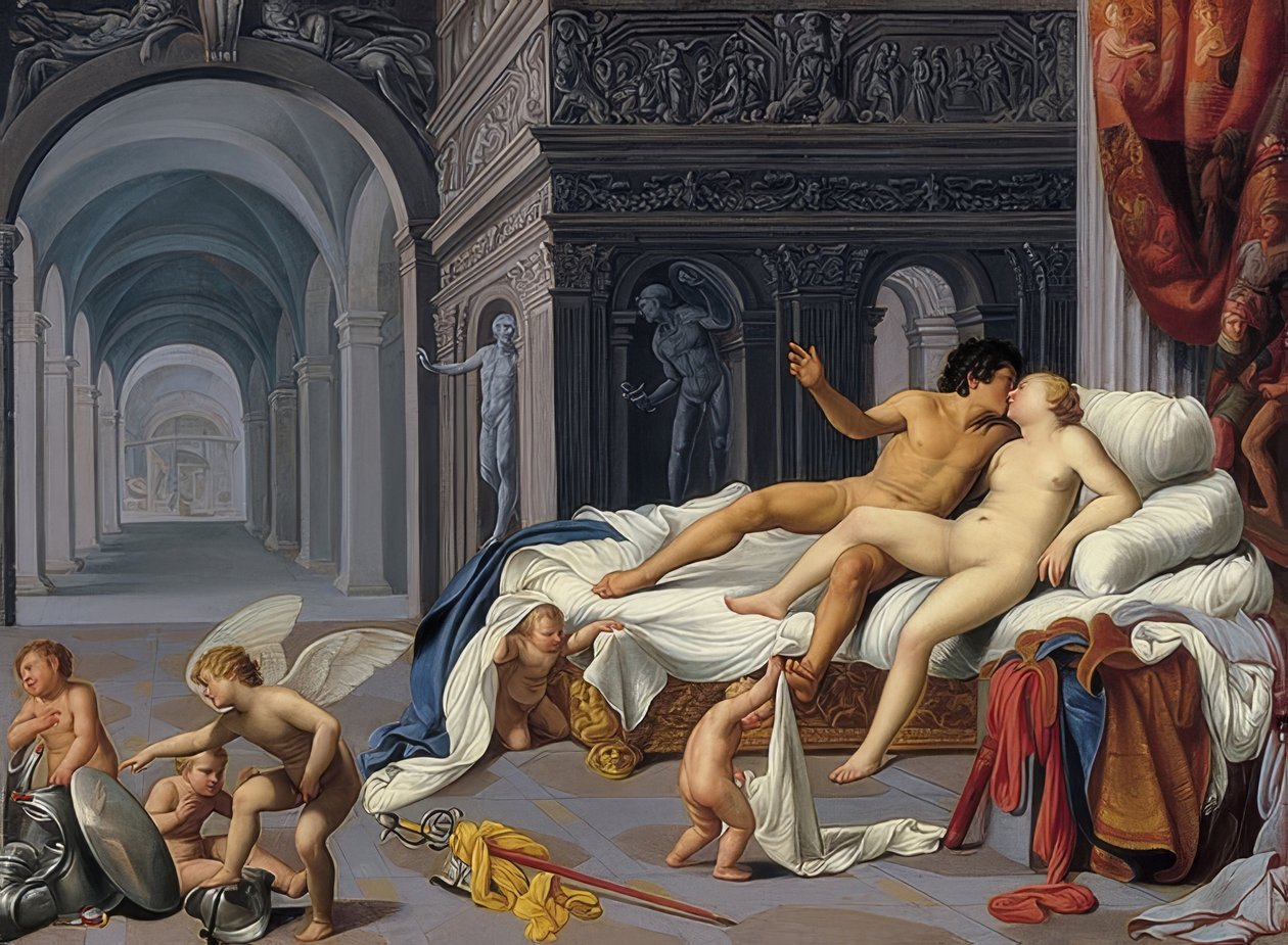 Venuše a Mars. Kolem 1600 od Carlo Saraceni