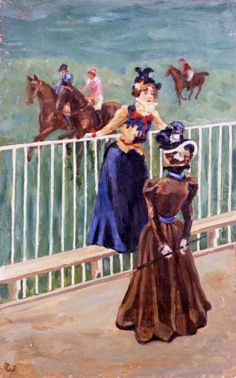 Paříž, na dostihové dráze, Carlo Wostry (1865-1943), olej na plátně, 55x35 cm od Carlo Wostry