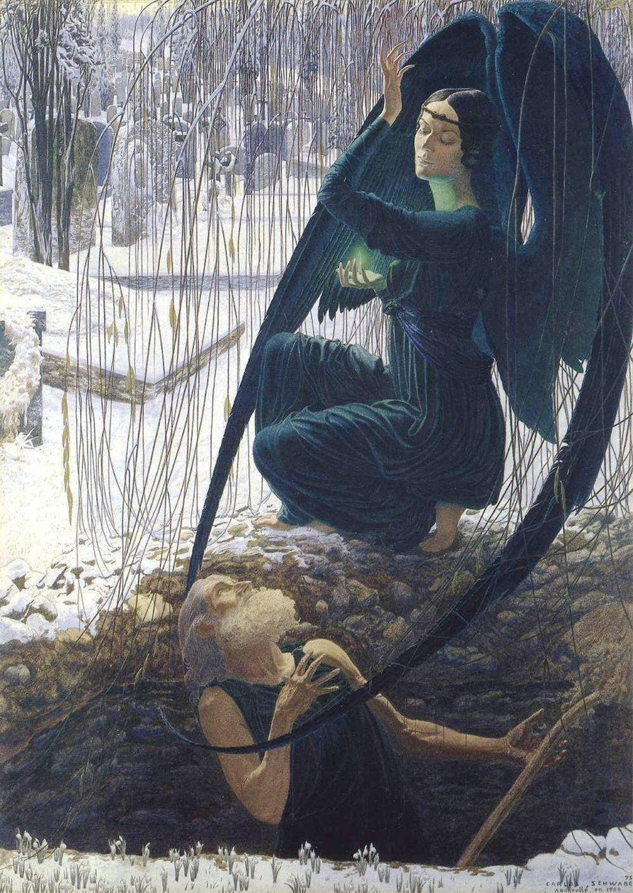 Smrt a hrobník detail od Carlos Schwabe