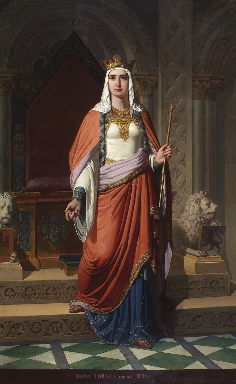Portrét de la reine Urraque Iere de Leon (1081-1126) (Portrét královny Urracy z Leonu a Kastilie) Malba Carlose Mugica y Perez (1821-verze 1876) 1857 Palais de las Cortes, Madrid od Carlos Múgica y Pérez