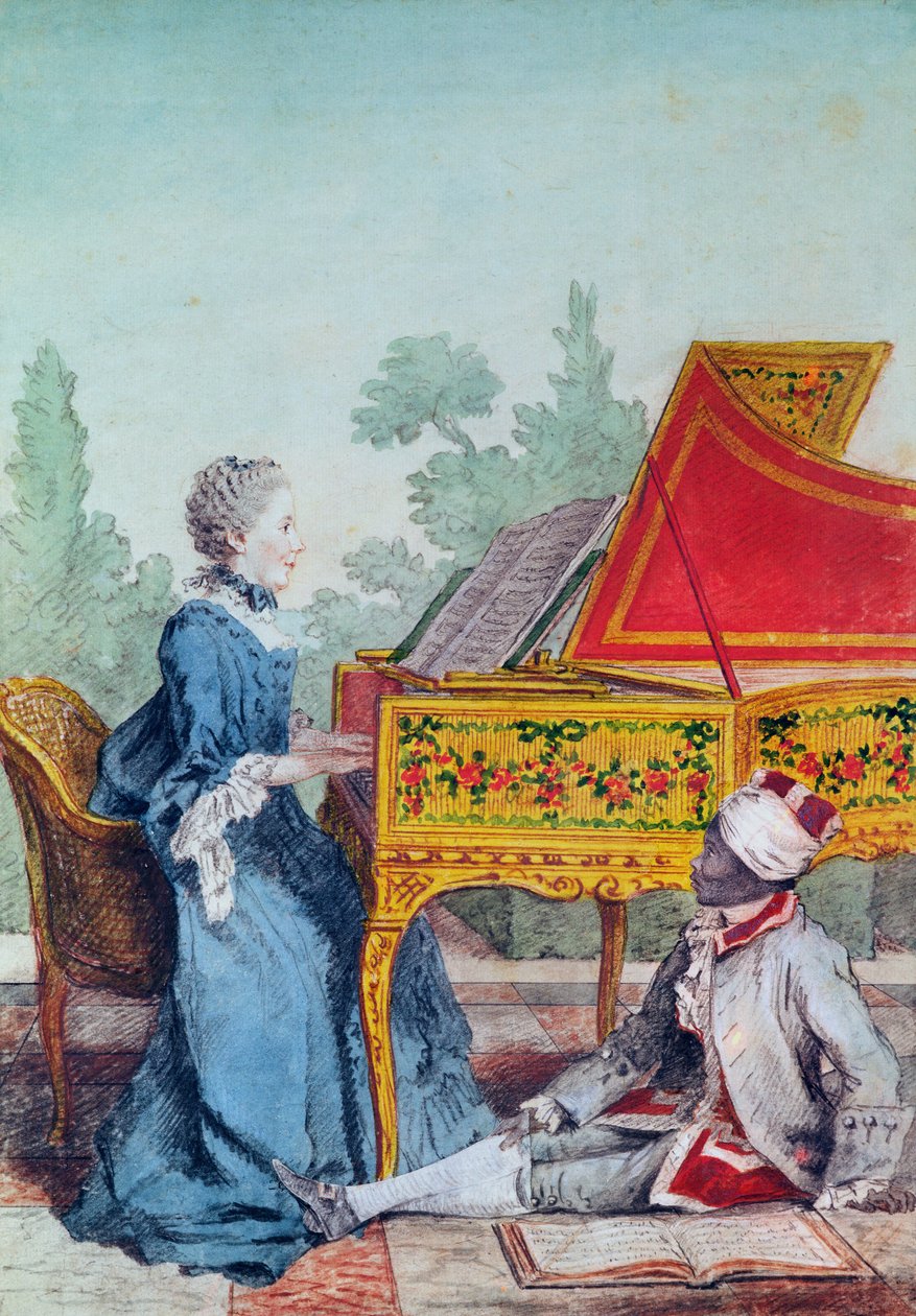 Portrét mademoiselle Desgotsové ze Saint-Domingue se svým otrokem Laurentem od Carmontelle