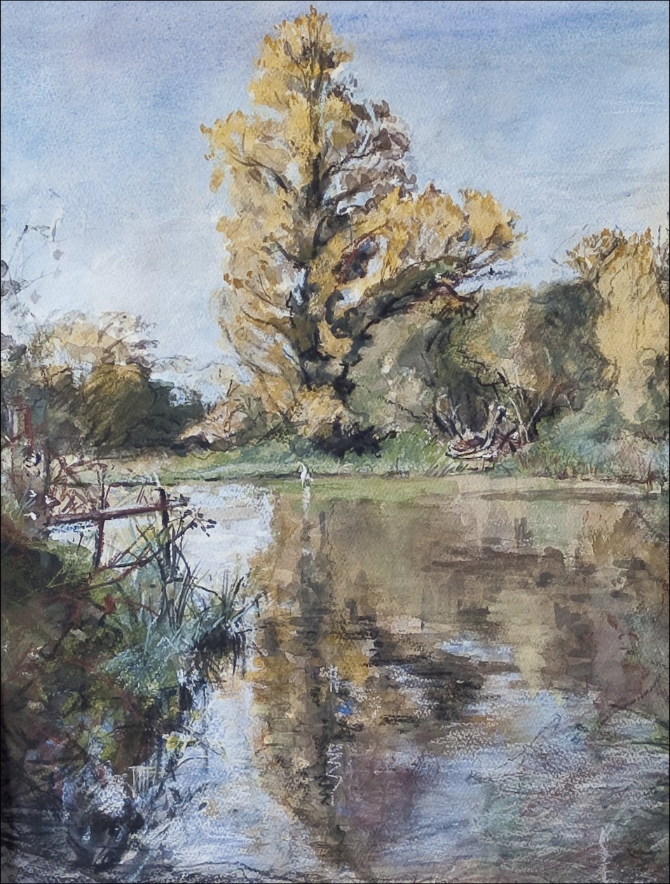 Test brzkého podzimu na řece, 2007 (pastel & wc na papíře) od Caroline Hervey Bathurst