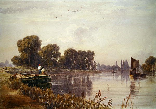 Pohled na Temži (akvarel na papíře) od Caroline Lucy Scott
