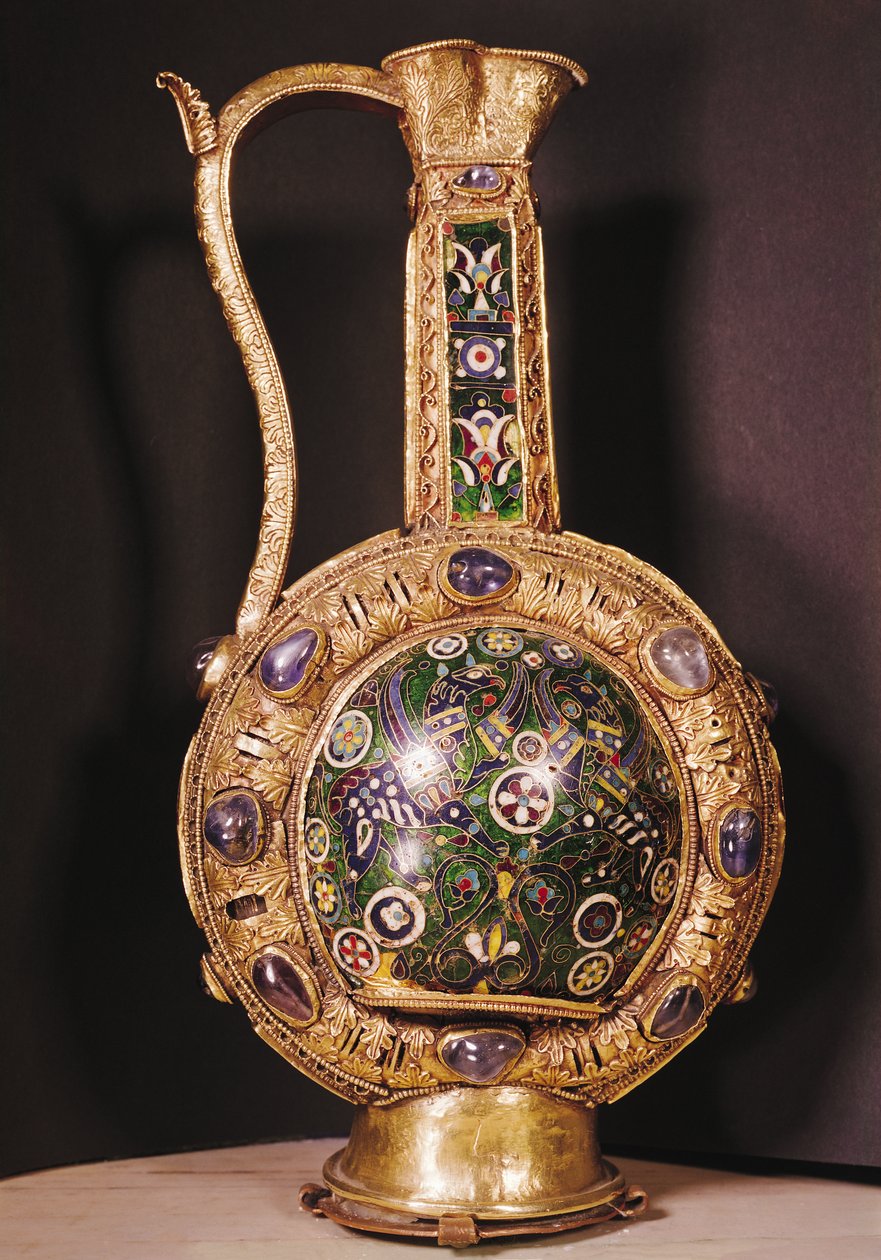 Džbán na vodu Karla Velikého (zlato a cloisonne smalt) od Carolingian School