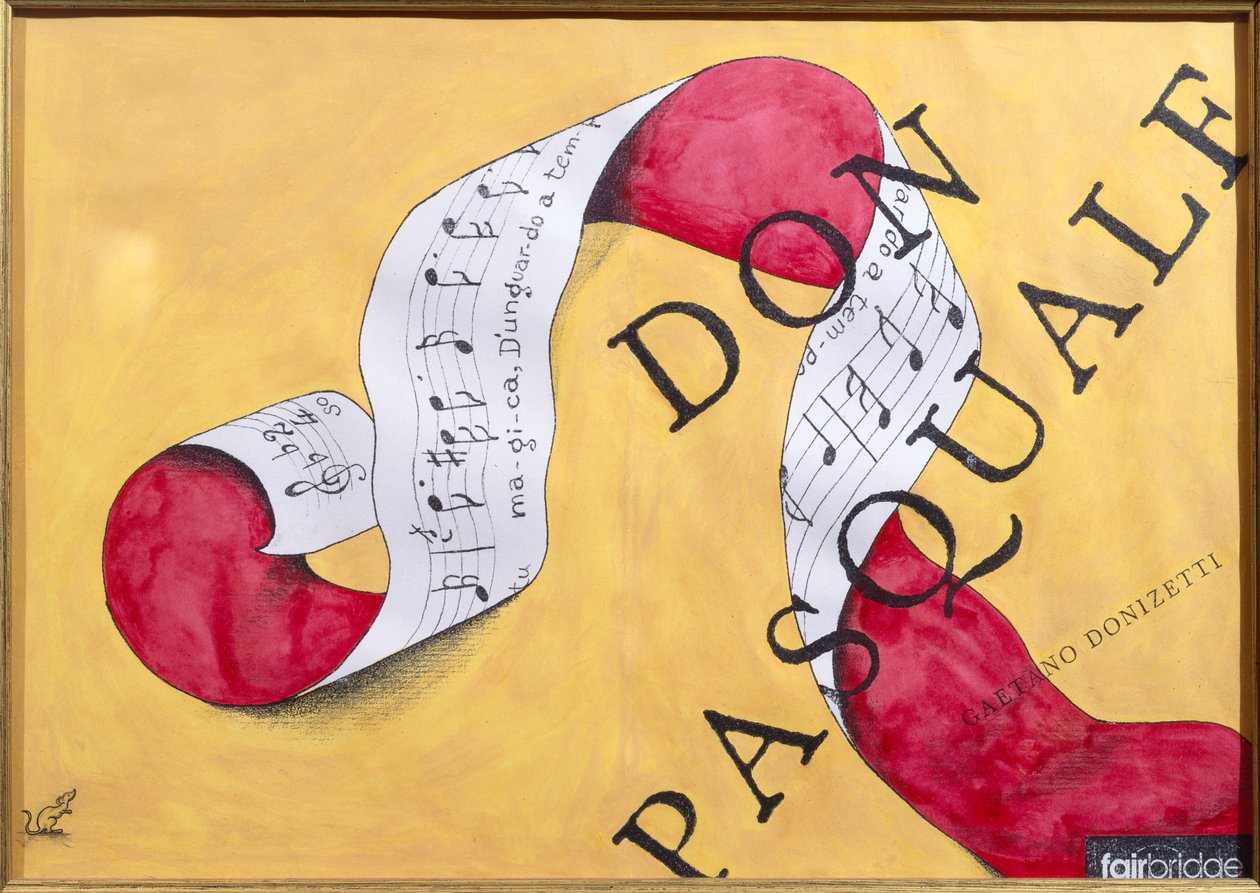 Don Pasquale (pero, inkoust a akvarel na papíře) od Carolyn Hubbard Ford