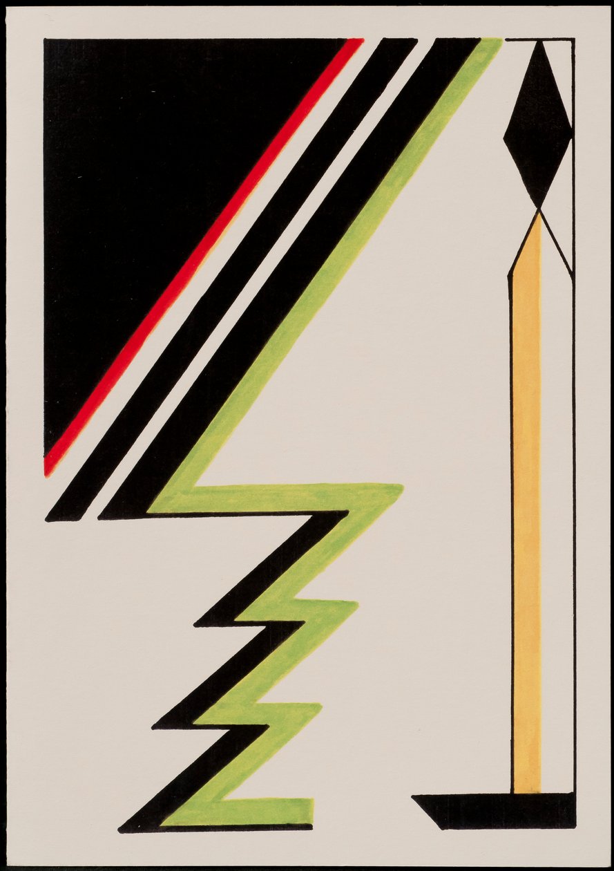 Deco svíčka s vánočním stromkem, 2010 (černý a barevný inkoust na papíře) od Carolyn Hubbard Ford