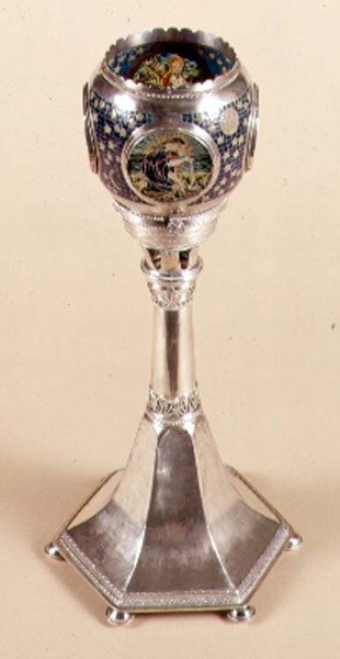 Smaltovaná lampa Plique-a-jour, 1905-12 (kov a smalt) od Carrie Copson