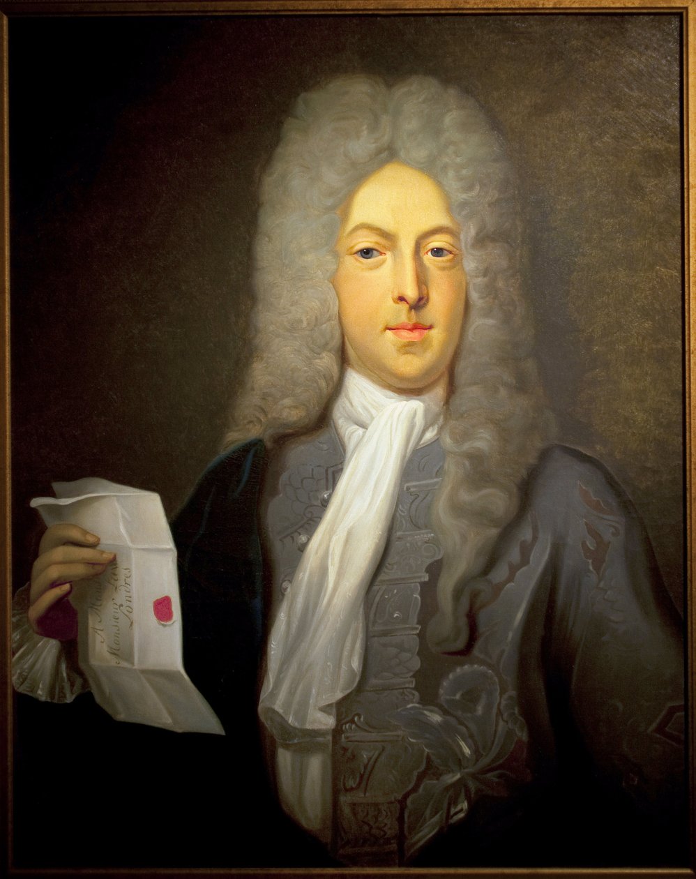 Portrét Johna Lawa (1671-1729), skotského finančníka a finančního kontrolora ve Francii, odpovědného za bankrot v roce 1720. Malba Casimira Balthazara (1811-1875), Olej na plátně od Casimir de Balthasar