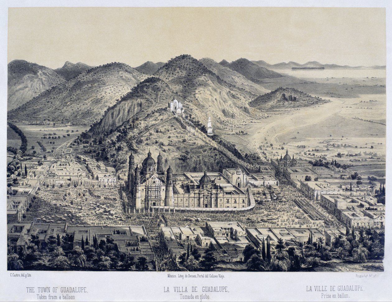 Villa de Guadalupe při pohledu z horkovzdušného balónu od Casimiro Castro