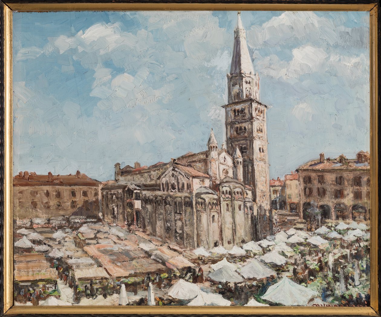 Piazza Grande v Modeně (olej na panelu) od Casimiro Jodi