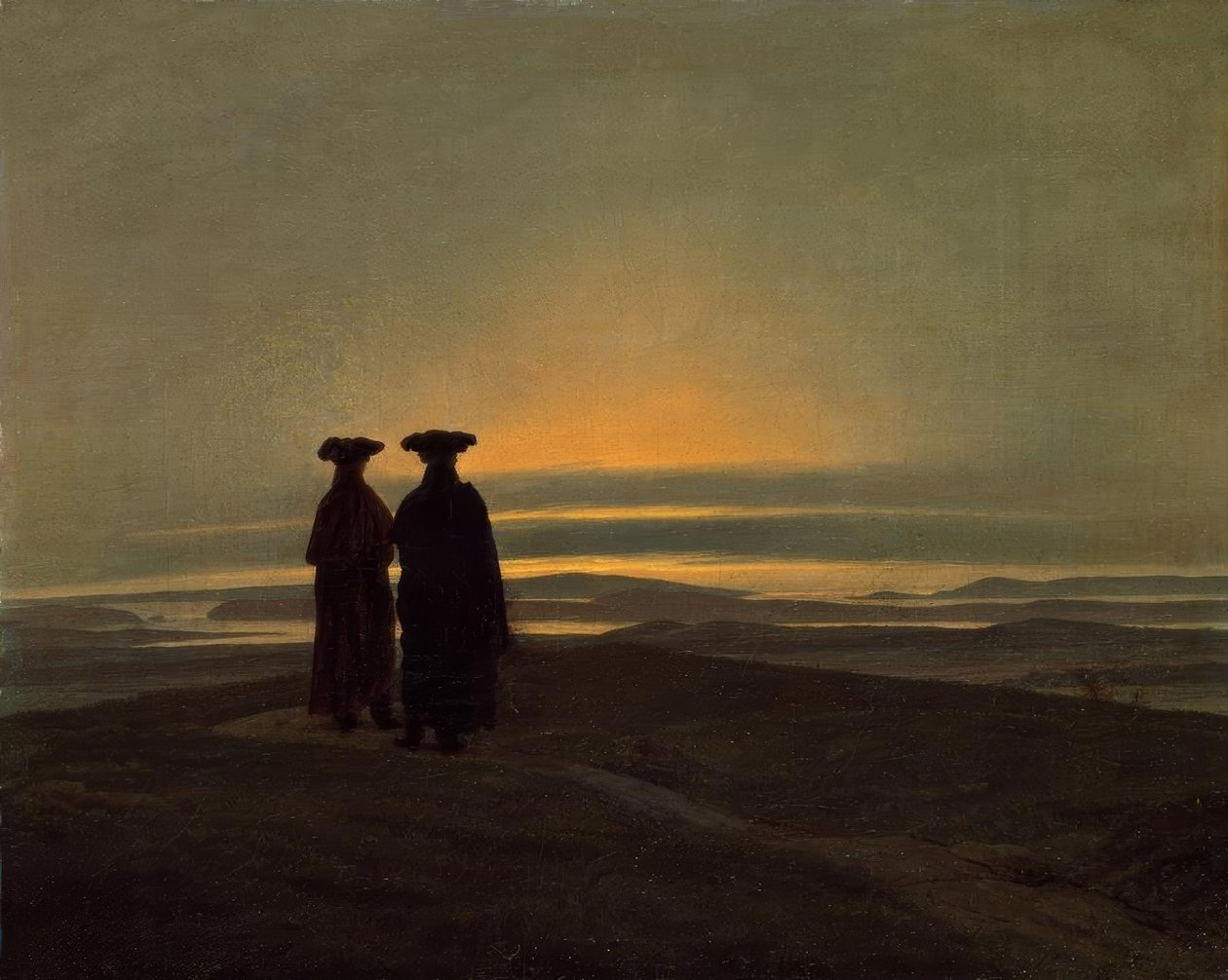 Večerní krajina se dvěma muži od Caspar David Friedrich