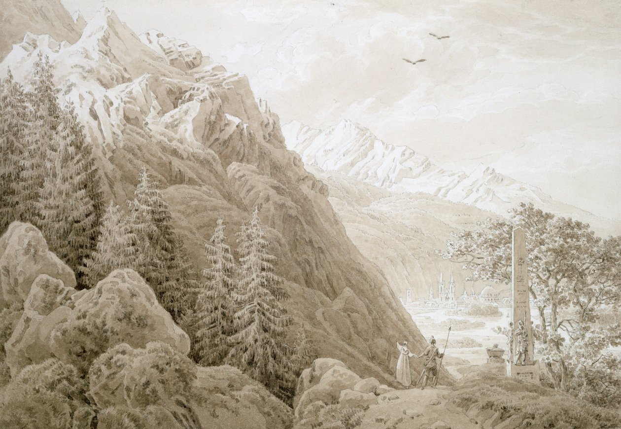 Podzim (inkoust na tužce na papíře) od Caspar David Friedrich
