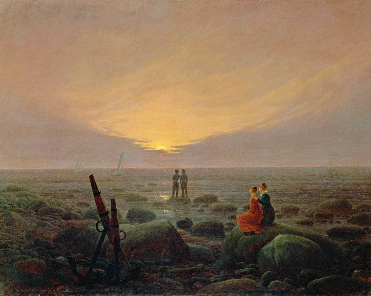Měsíc stoupá nad mořem od Caspar David Friedrich