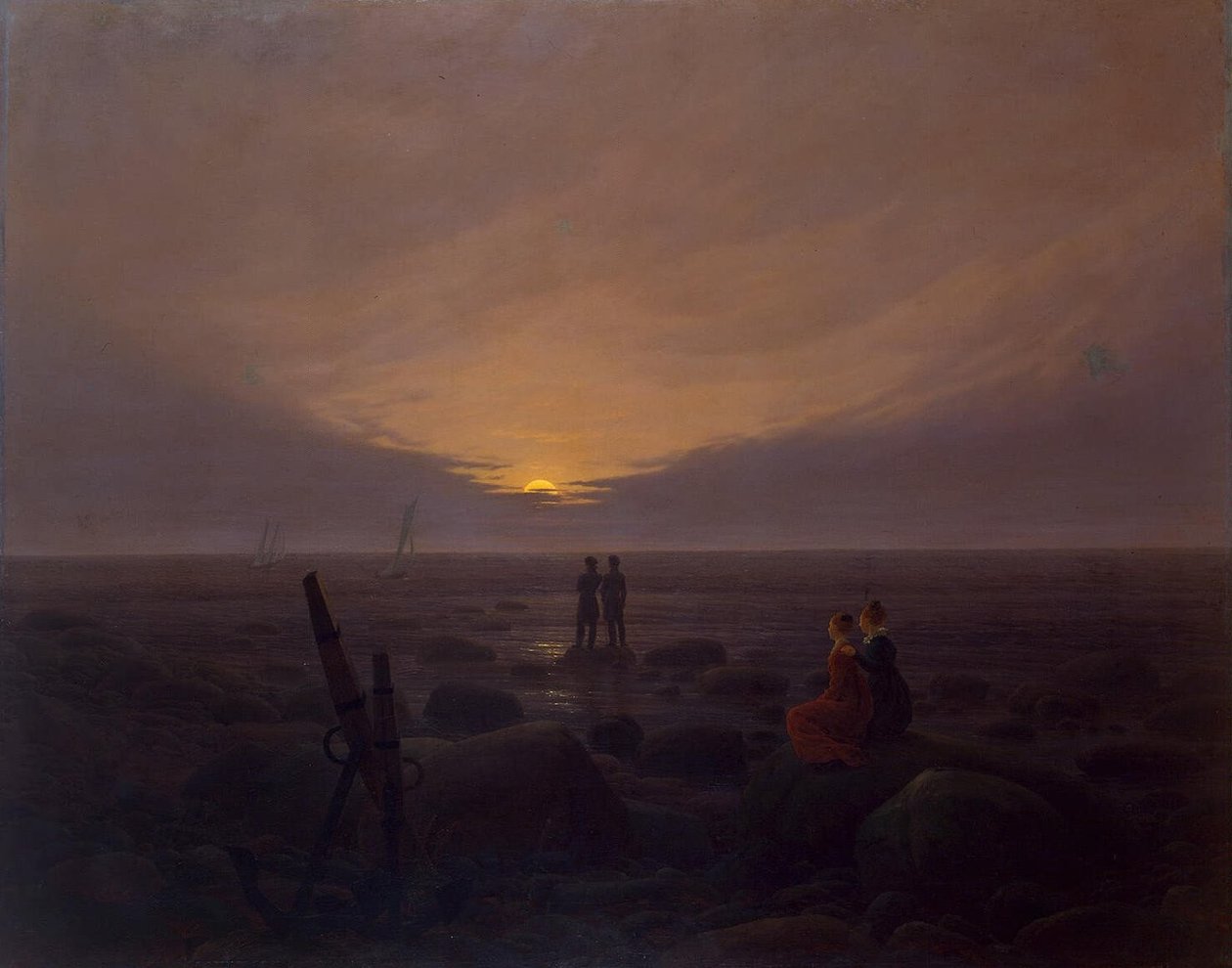 Východ měsíce nad mořem od Caspar David Friedrich