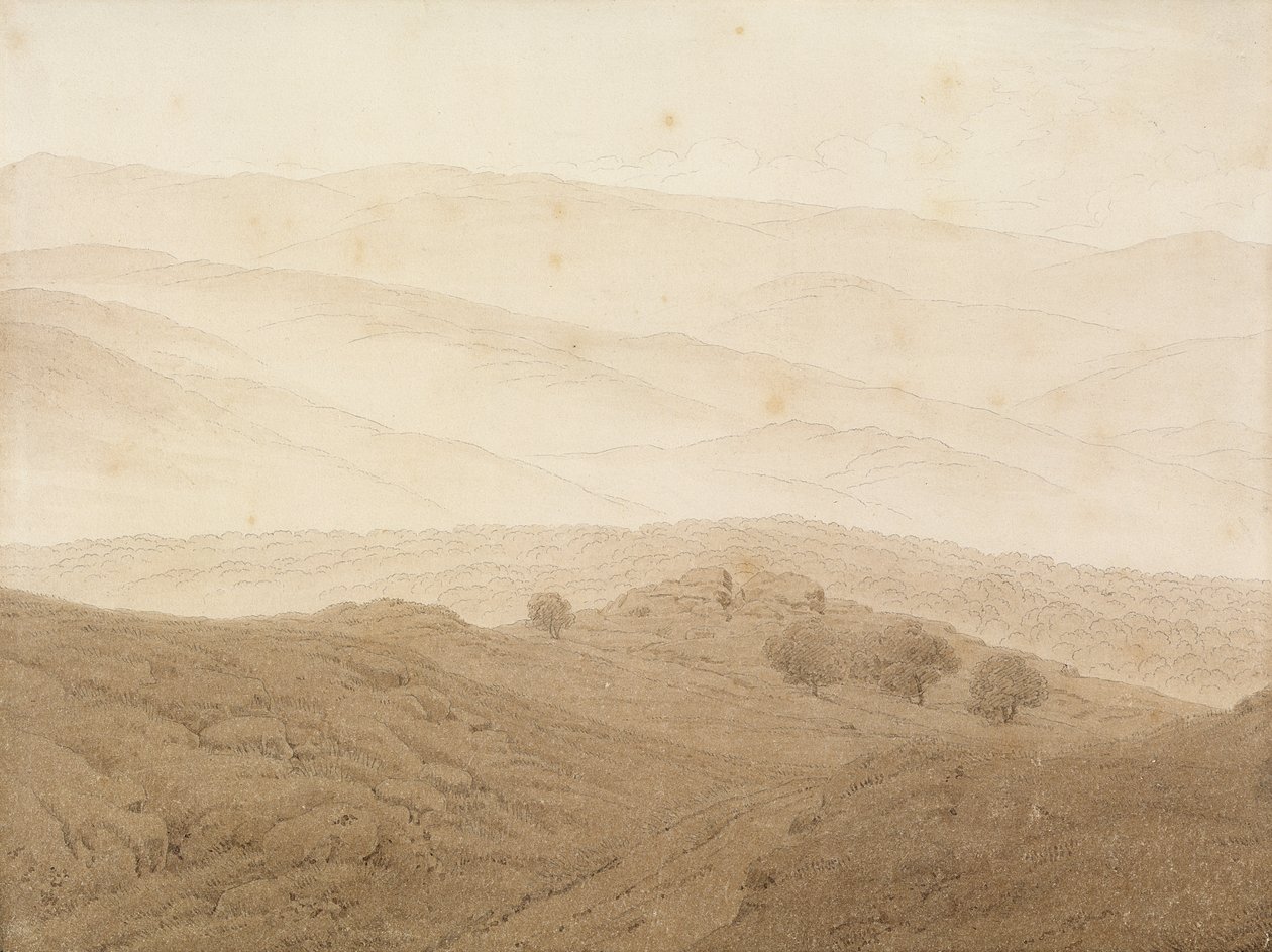 Horská krajina u Teplitz (grafit a mytí) od Caspar David Friedrich