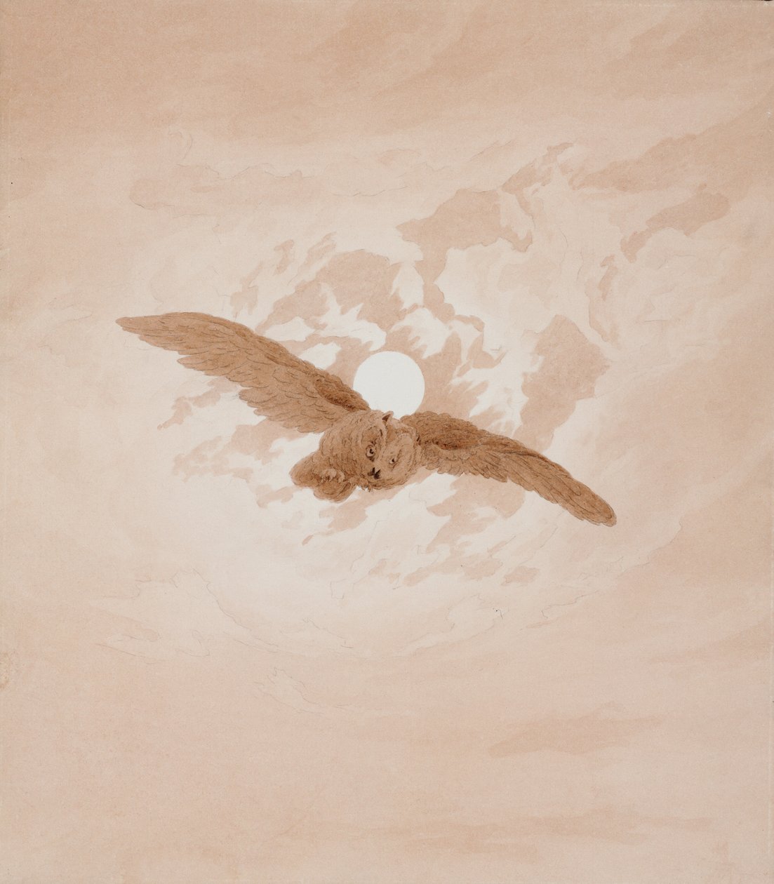 Sova letící proti měsíční obloze od Caspar David Friedrich