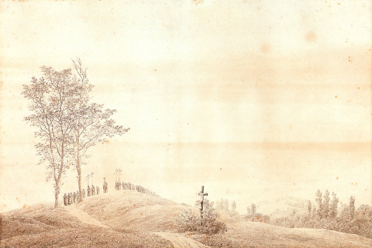 Pouť při západu slunce od Caspar David Friedrich