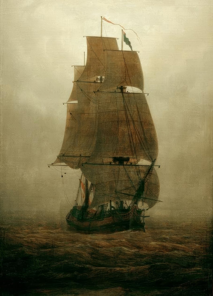 Plachetnice v mlze od Caspar David Friedrich