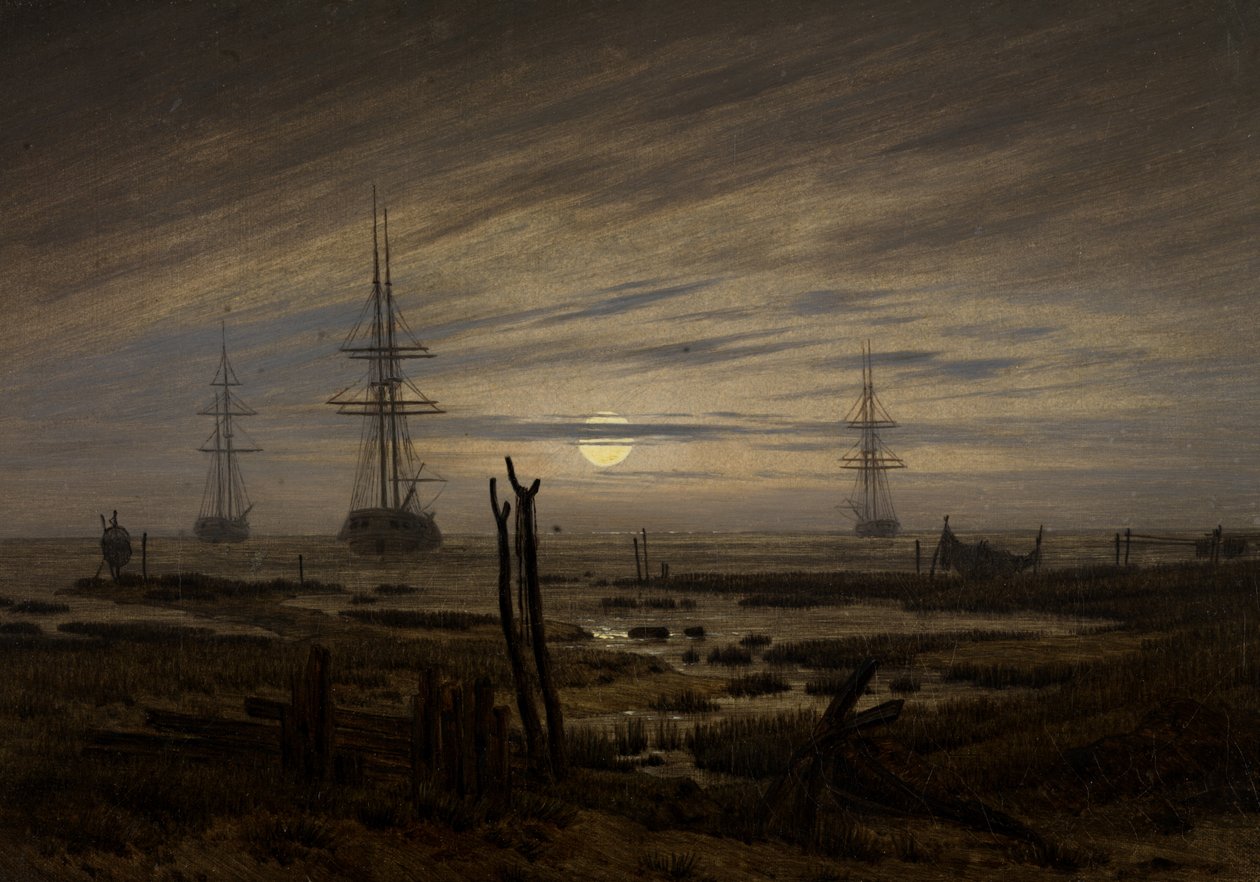Lodě na kotvě od Caspar David Friedrich