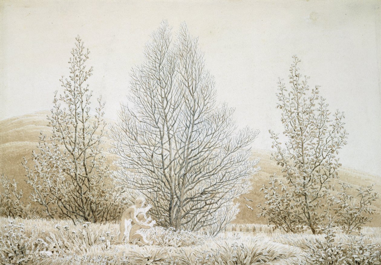 Jaro (sépiový inkoust a tužka na papíře) od Caspar David Friedrich