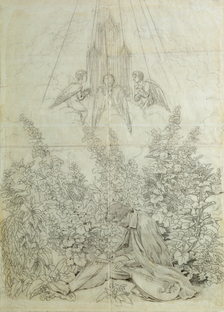 Hudebníkův sen (křída na papíře) od Caspar David Friedrich