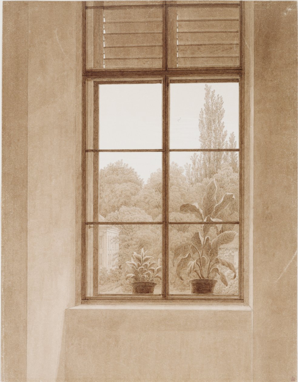 Okno s výhledem do parku od Caspar David Friedrich