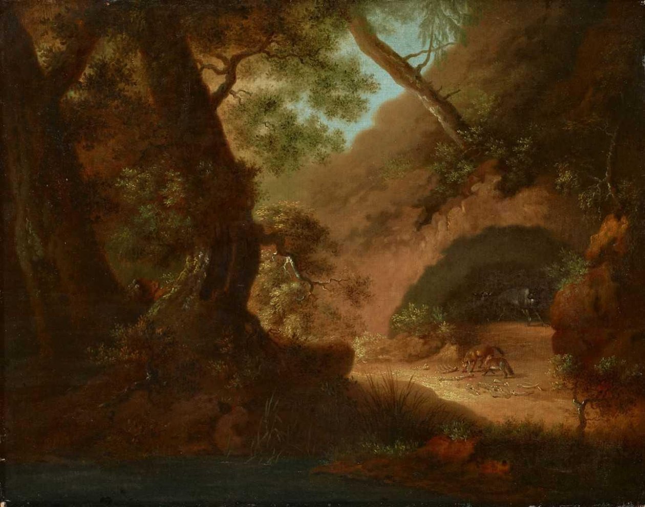Vlci v lese před jeskyní od Caspar David Friedrich
