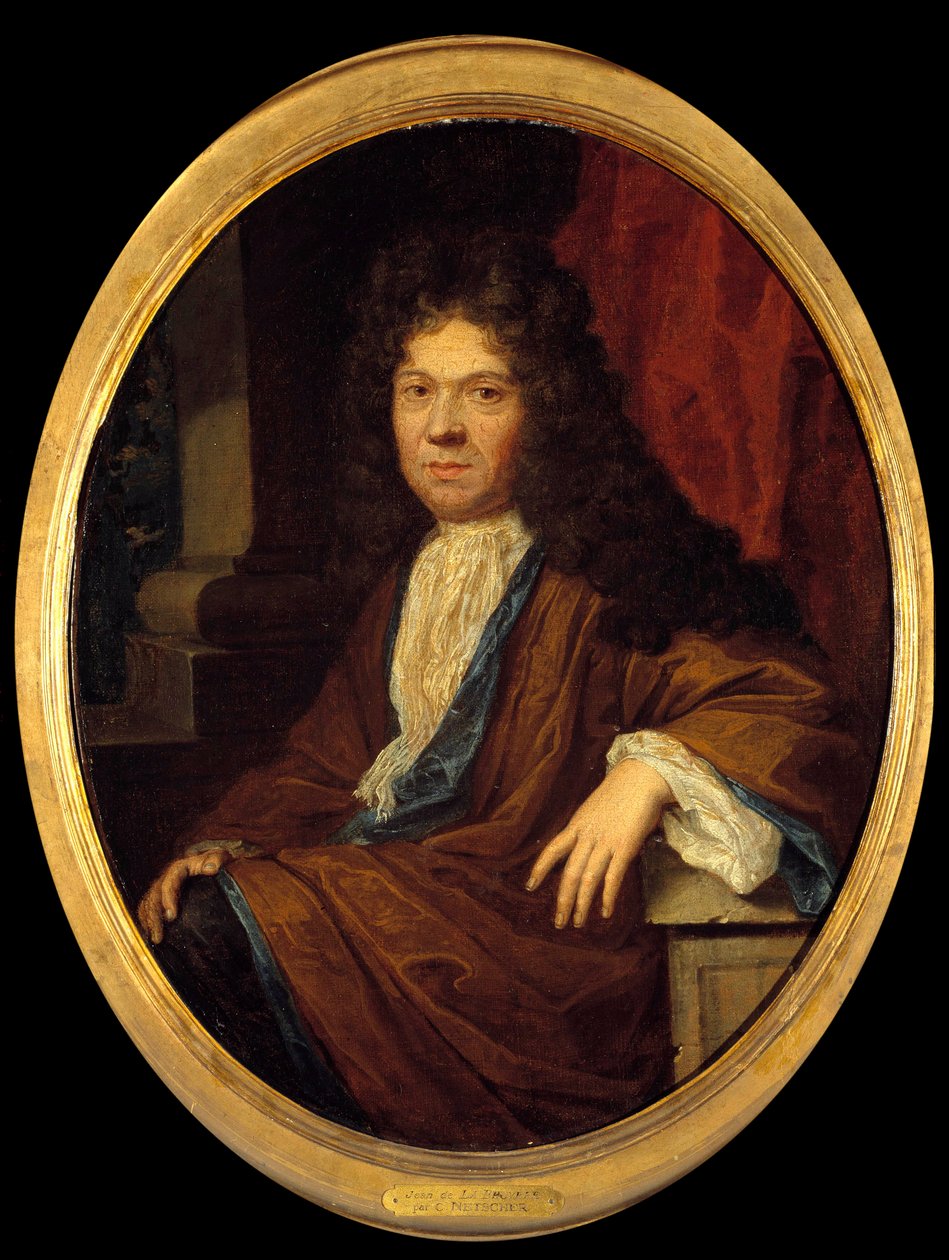 Portrét Jeana de la Bruyere (1645-1696) moralista francais Painting připisovaný Casparovi (Gasparu) Netscherovi (1639-1684). Slunce 17. století. 0,44x0,36 m - Portrét Jeana de la Bruyere (1645-1696), francouzského moralisty. Obraz připisovaný Gasparovi (Ca od Caspar (attr. to) Netscher