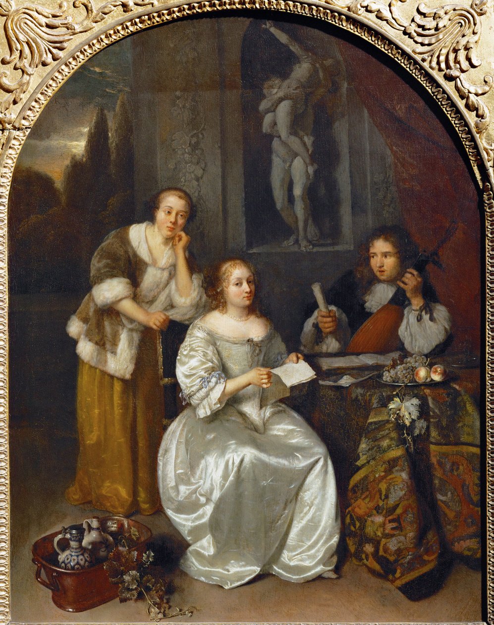La lecon de chant - Lekce zpěvu ... od Caspar (studio of) Netscher